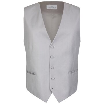 Wilvorst Herren Cut-Weste V-Neck Classic-Fit Grau Fischgrät