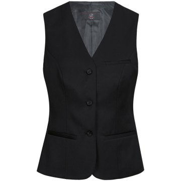 Greiff Corporate Wear BASIC Damen Business-Weste V-Ausschnitt Regular Fit Polyester/Schurwollmix OEKO TEX® Schwarz