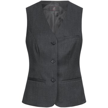 Greiff Corporate Wear BASIC Damen Business-Weste V-Ausschnitt Regular Fit Polyester/Schurwollmix OEKO TEX® Anthrazit