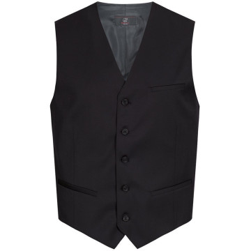 Greiff Corporate Wear BASIC Herren Anzugweste V-Ausschnitt Regular Fit Polyester/Schurwollmix Stretch OEKO TEX® Schwarz 25