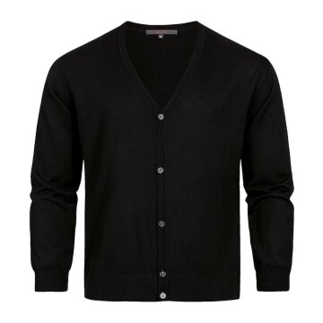 Greiff STRICK Herren Strickjacke Langarm V-Neck Regular Schwarz