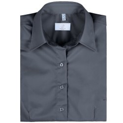 Greiff Corporate Wear BASIC Damen Business-Bluse Kurzarm Kentkragen Regular Fit Baumwollmix OEKO TEX® pflegeleicht Anthrazit