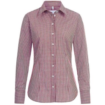 Greiff Corporate Bluse BASIC Damen OEKO TEX® Bordeaux kariert