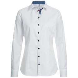 Greiff Corporate Wear Modern with 37.5® Damen Business-Bluse Langarm Kentkragen Regular Fit Baumwollmix Weiß/Blau