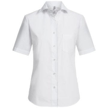 Greiff Corporate Wear BASIC Damen Business-Bluse Kurzarm New-Kentkragen Comfort Fit Baumwollmix OEKO TEX® pflegeleicht Weiß