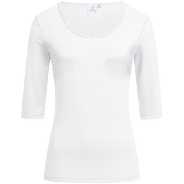 Greiff Corporate Wear SHIRTS Damen Shirt 3/4 Arm Rundhals Regular Fit Baumwollmix Stretch OEKO TEX® Weiß