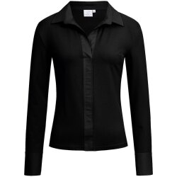 Greiff SHIRTS Damen Shirtbluse Langarm Kragen V-Neck Schwarz