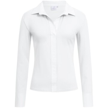 Greiff SHIRTS Damen Shirtbluse Langarm Kragen V-Neck Weiß