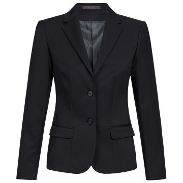 Greiff Corporate Wear BASIC Damen Business-Blazer Reverskragen Regular Fit Schurwollmix Stretch OEKO TEX® Schwarz 34