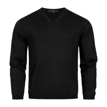 Greiff STRICK Herren Pullover Langarm V-Neck Regular-Fit Schwarz XL