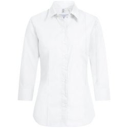 Greiff Corporate Wear BASIC Damen Business-Bluse 3/4-Arm Kentkragen Regular Fit Baumwollmix OEKO TEX® pflegeleicht Weiß 32