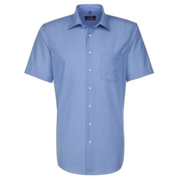 Seidensticker BUSINESS Herren Hemd Kurzarm Regular Mittelblau