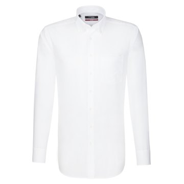 Seidensticker Herren Hemd Langarm Button-Down Regular Weiß