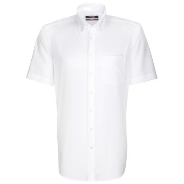 Seidensticker Herren Hemd Kurzarm Button-Down Regular Weiß