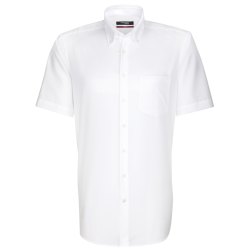 Seidensticker BUSINESS Schwarze Rose Herren Cityhemd Kurzarm Button-Down-Kragen Modern Fit Baumwolle Fil a fil Bügelfrei Weiß