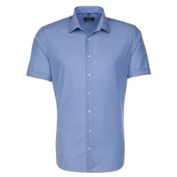Seidensticker BUSINESS Herren Hemd Kurzarm Kent Shaped Mittelblau