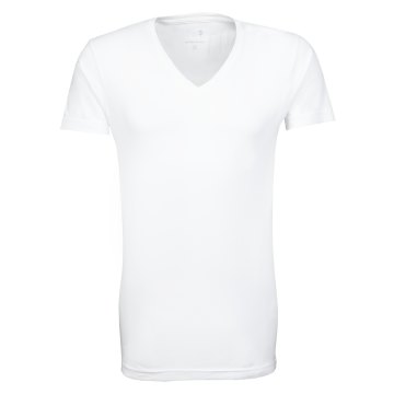 Seidensticker Herren T-Shirt Kurzarm V-Neck Slim Jersey Weiß