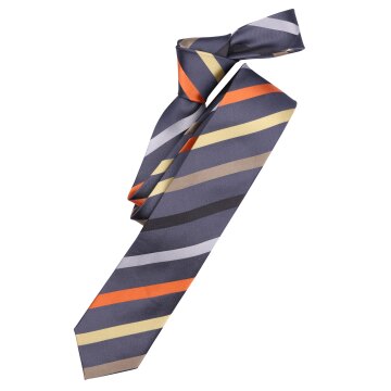 VENTI Herren Business-Krawatte 6cm Seide Struktur Orange gestreift