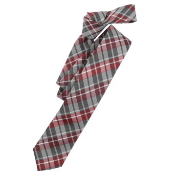 VENTI Krawatte Rot/Grau Kariert 100% Seide schmale Form Fleckenabweisend Öko-Tex