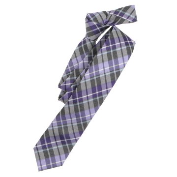 VENTI Krawatte Lila/Grau Kariert 100% Seide schmale Form Fleckenabweisend Öko-Tex