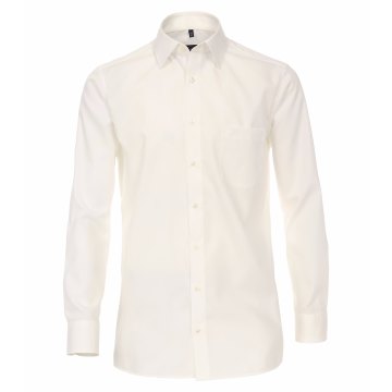 Größe 49 Casamoda Hemd Creme Uni Langarm Comfort Fit Normal Geschnitten Kentkragen 100% Baumwolle Bügelfrei