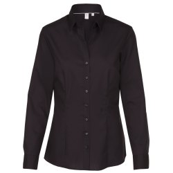 Seidensticker CITY-BLUSE Damen Langarm Kent Slim-Fit Schwarz