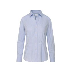 Seidensticker CITY-BLUSE Damen Langarm Slim Hellblau kariert