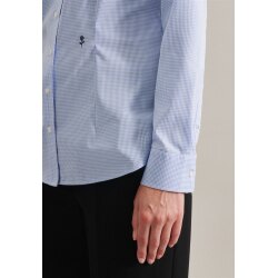 Seidensticker CITY-BLUSE Damen Langarm Slim Hellblau kariert