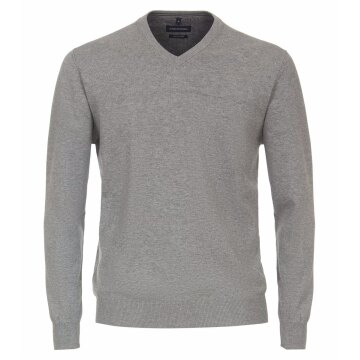 CASAMODA Herren Pullover V-Neck Regular-Baumwolle Silbergrau