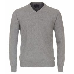 CASAMODA Herren Pullover V-Neck Regular-Baumwolle Silbergrau
