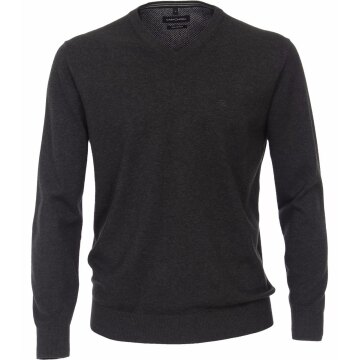 CASAMODA Herren Pullover V-Neck Regular Pima-Baumwolle Anthrazit