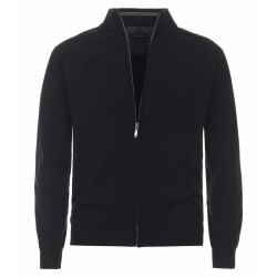 CASAMODA Herren Strickjacke Zipper Regular Baumwolle Schwarz