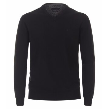 CASAMODA Herren Pullover V-Neck Regular Pima-Baumwolle Schwarz 5XL