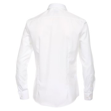 Größe 44 Venti Hemd Weiss Uni Langarm Slim Fit Tailliert Kentkragen 100% Baumwolle Popeline Bügelfrei