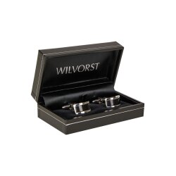Wilvorst MANSCHETTENKNÖPFE Silber mit schwarzer Einlage