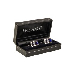 Wilvorst MANSCHETTENKNÖPFE Silber mit blauer Einlage
