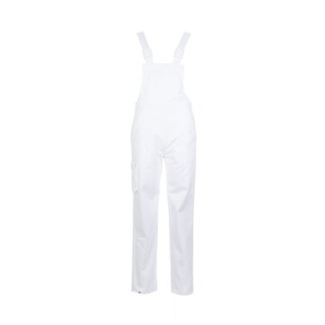 PLANAM Damen Latzhose FOOD Brustlatztasche Steckschnallen Weiß