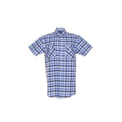 Planam Hemden Herren Countryhemd 1/4-Arm blau kariert Modell 0485