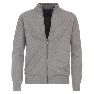 CASAMODA Herren Strickjacke Zipper Regular Baumwolle Silbergrau