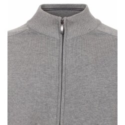 CASAMODA Herren Strickjacke Zipper Regular Baumwolle Silbergrau