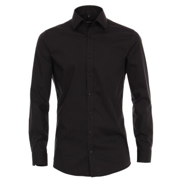VENTI Herren Businesshemd Langarm Kent Body-Fit Schwarz