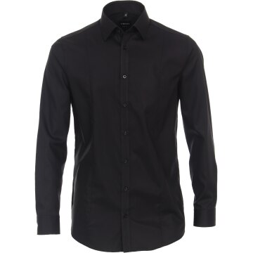 VENTI Herren Businesshemd Langarm Kent Body-Fit Schwarz