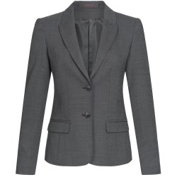 Greiff Corporate Wear Modern with 37.5® Damen Business-Blazer Spitzfacon Regular Fit Schurwollmix Stretch OEKO TEX® Schwarz PINPOINT