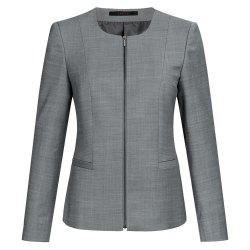 Greiff Corporate Wear Modern with 37.5® Damen Business-Blazer Rundhals Reißverschluss Regular Fit Schurwollmix OEKO TEX® Hellgrau