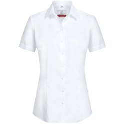 Greiff Corporate Wear PREMIUM Damen Bluse Kurzarm Kentkragen Regular Fit Baumwollmix Stretch OEKO TEX® Bügelfrei Weiß