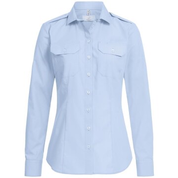 Greiff SIMPLE Damen Pilotbluse Langarm Kent Regular-Fit Hellblau