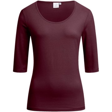Greiff Corporate Wear SHIRTS Damen Shirt 3/4 Arm Rundhals Regular Fit Baumwollmix Stretch OEKO TEX® Burgund