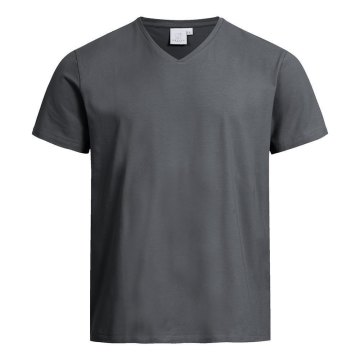 Greiff Corporate Wear SHIRTS Herren Shirt Kurzarm V-Ausschnitt Regular Fit Baumwollmix Stretch OEKO TEX® Anthrazit