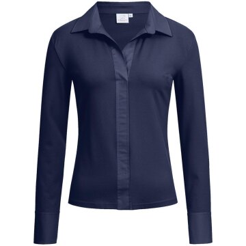 Greiff SHIRTS Damen Shirtbluse Lang Kragen V-Neck Regular Marine