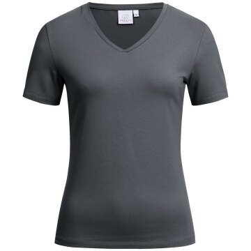Greiff SHIRTS Damen T-Shirt Kurzarm V-Neck Regular-Fit Anthrazit